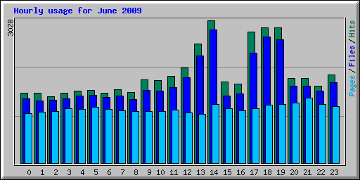 Hourly usage for June 2009
